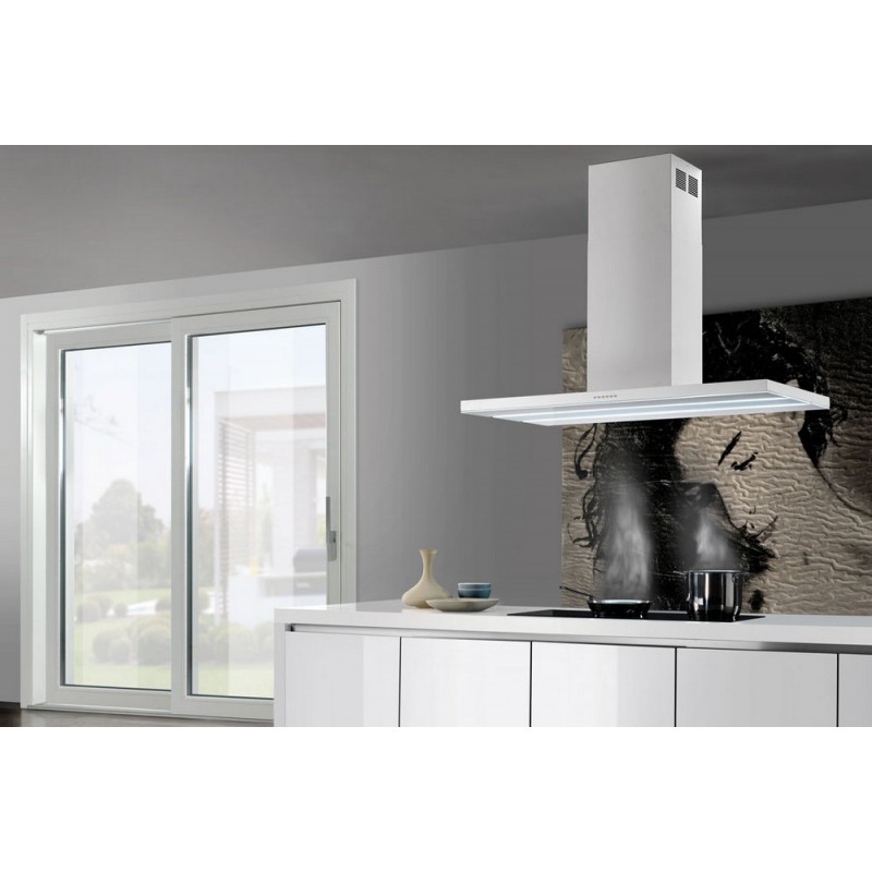 Verdi Isola 90 bianca Campana isla Airone Verdi acabado blanco mate - 90 cm cristal blanco