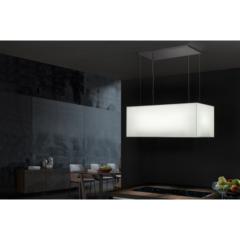 Turandot Isola 60 Hotte îlot Airone Turandot 60 cm full LED finition verre blanc
