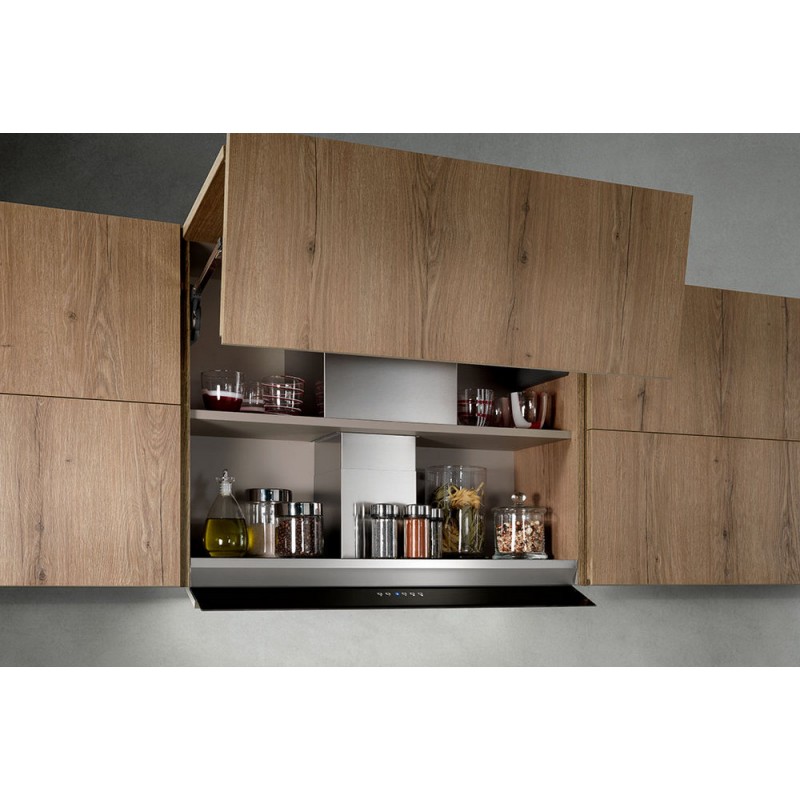 Donizetti Space 90 Hotte encastrable Airone Donizetti Space en acier AISI 430 avec façade en verre noir de 90 cm