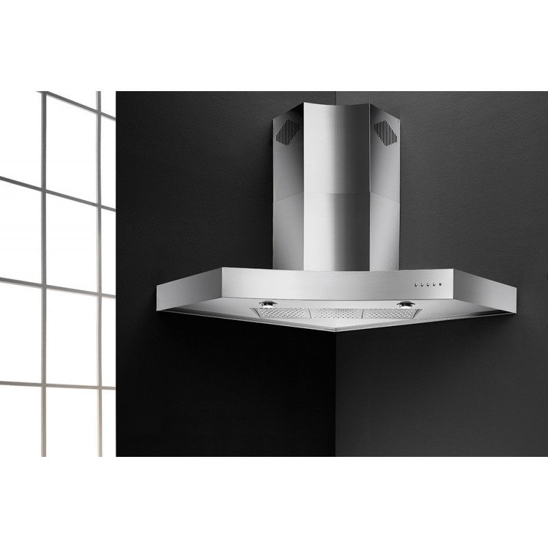 Zeus Angolare 100x100 Airone Zeus hotte murale d'angle 100x100 cm finition acier AISI 430