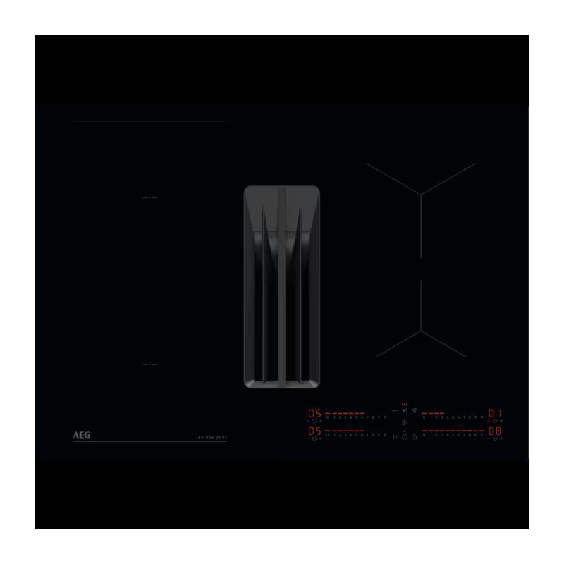 NCH74B01CB Plaque à induction AEG avec hotte filtrante intégrée NCH 74B01 CB en vitrocéramique noire 70 cm