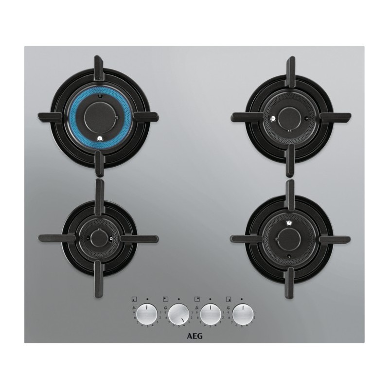HGB64423UZ Table de cuisson à gaz AEG HGB 64423 UZ 60 cm finition acier inoxydable