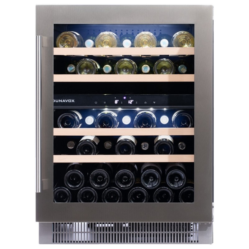 DAUF-39.121DSS#CDE Cave à vin encastrable ou pose libre Dunavox Flow-39 DAUF-39.121DSS, 59,5 cm, finition inox