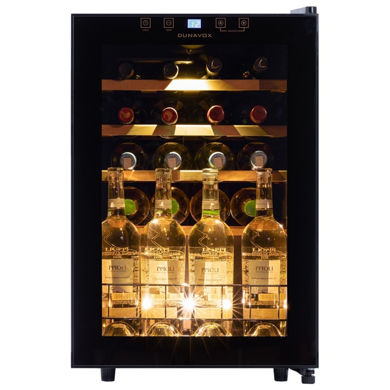 DXFH-20.62#CDE Dunavox Home-20 DXFH-20.62 43cm freestanding wine cellar with black full glass finish