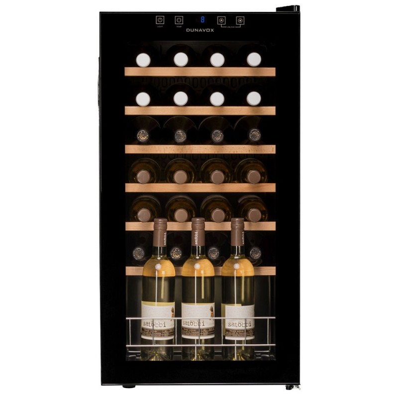 DXFH-28.88#CDE Dunavox Home-28 DXFH-28.88 freestanding wine cellar, 43 cm, black full glass finish