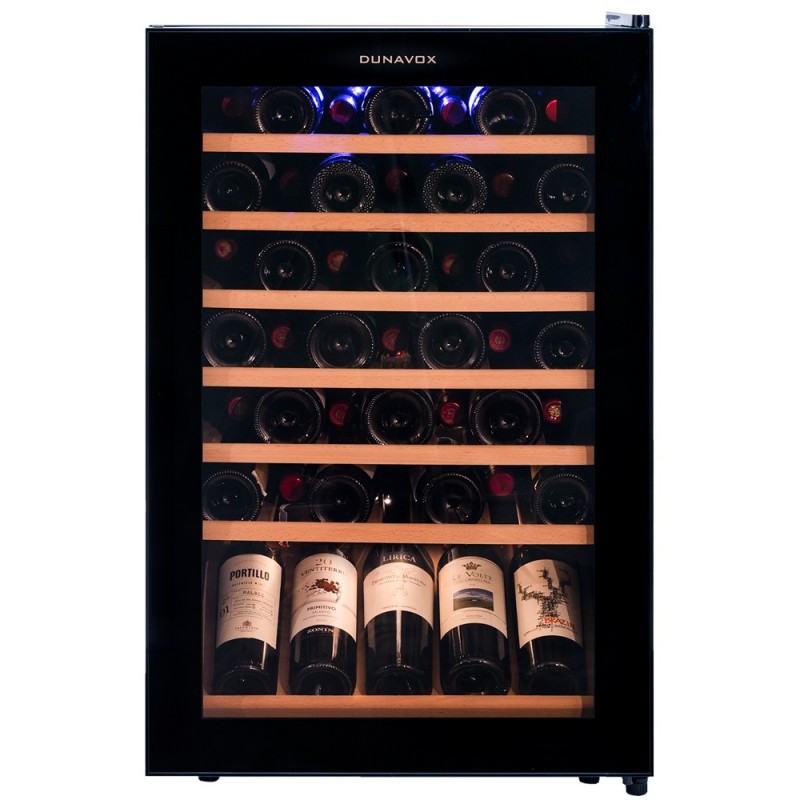 DXFH-48.130 Dunavox Home-48 DXFH-48.130 54cm freestanding wine cellar with black full glass finish