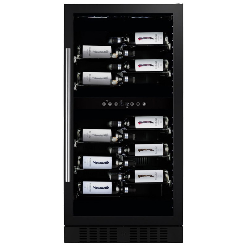 DX-58.258DB Cave à vin encastrable ou pose libre Dunavox Grande-58 DX-58.258DB, 59,5 cm, finition verre noir intégral