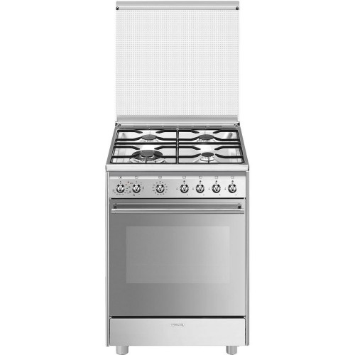 Smeg Cucina CX68M8-1 con forno termoventilato e piano cottura a gas finitura acciaio inox da 60x60 cm