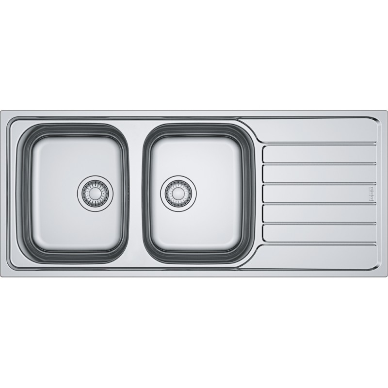 101.0712.133 Franke: Spark Incasso SKX 621 101.0712.133 double bowl sink with drainer on the right, satin stainless steel finish, 116x50 cm