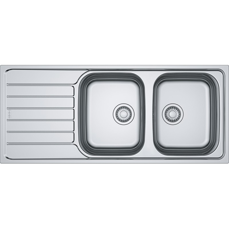 101.0712.125 Franke: Lavello due vasche con gocciolatoio a sinistra Spark Incasso SKX 621 101.0712.125 finitura inox satinato da 116x50 cm