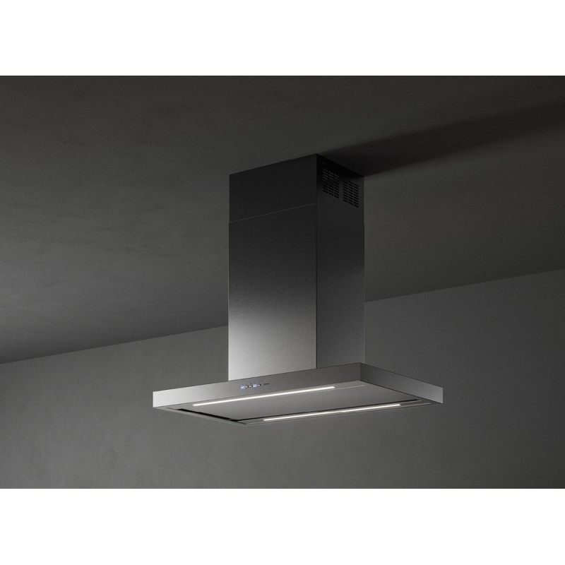 CPLI90.E24P2#EUI490F Hotte îlot Falmec Plane Plus NRS, finition acier inoxydable 90 cm