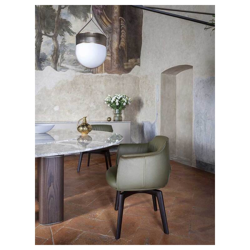 Archibald Dining chair 5506103 Poltrona Frau Archibald Silla de comedor sillón giratorio con patas de madera y asiento a elegir