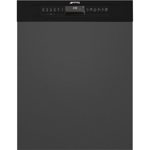 Smeg Lave-vaisselle encastrable partiellement intégré PL364CN avec façade noire de 60 cm