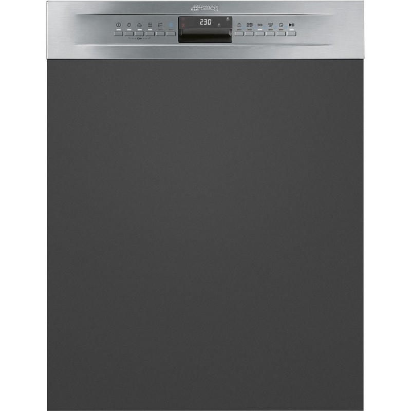  Smeg Lave-vaisselle encastrable partiellement intégré PL364CX avec façade en acier inoxydable de 60 cm