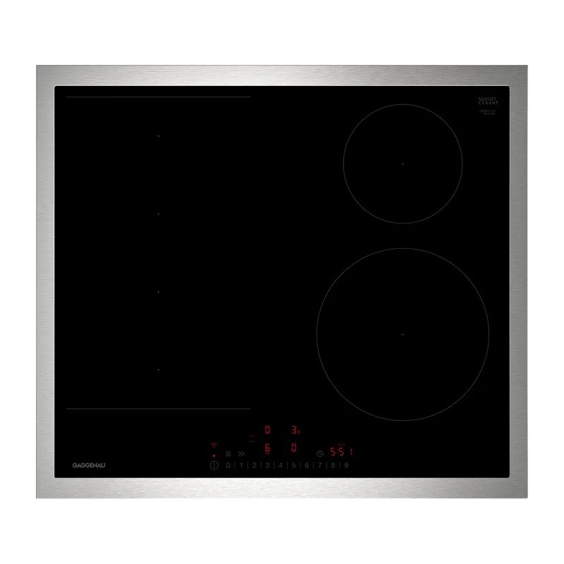 CI 261 115 Placa de inducción Gaggenau CI261115 en vitrocerámica negra con estructura de acero inoxidable de 60 cm