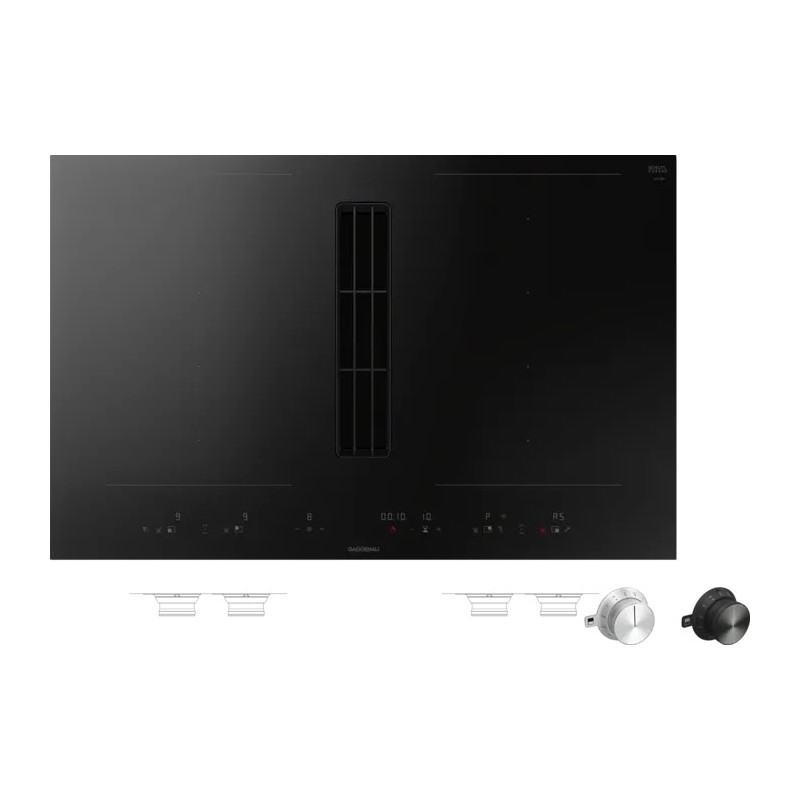CV 482 105 Gaggenau CV482105 80cm Black Glass Ceramic Induction Hob with Integrated Hood