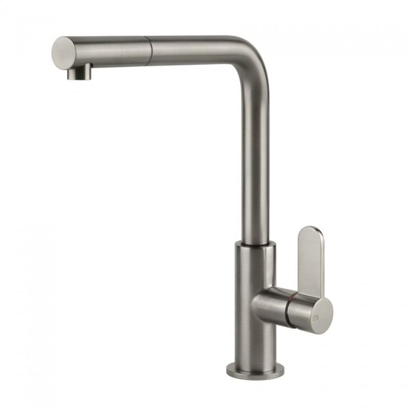 60537 239 Gessi Single lever mixer with pull-out shower Acciaio Collection 60537 239 Steel Brushed finish