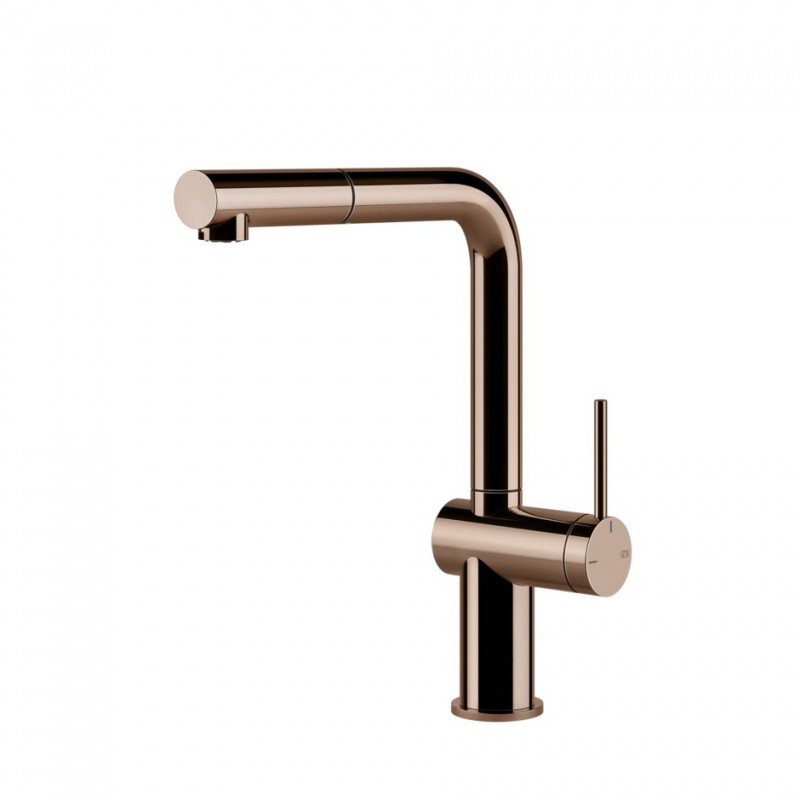 60433 030 Gessi Single lever mixer with extractable shower Inedito Collection 60433 030 Copper PVD finish