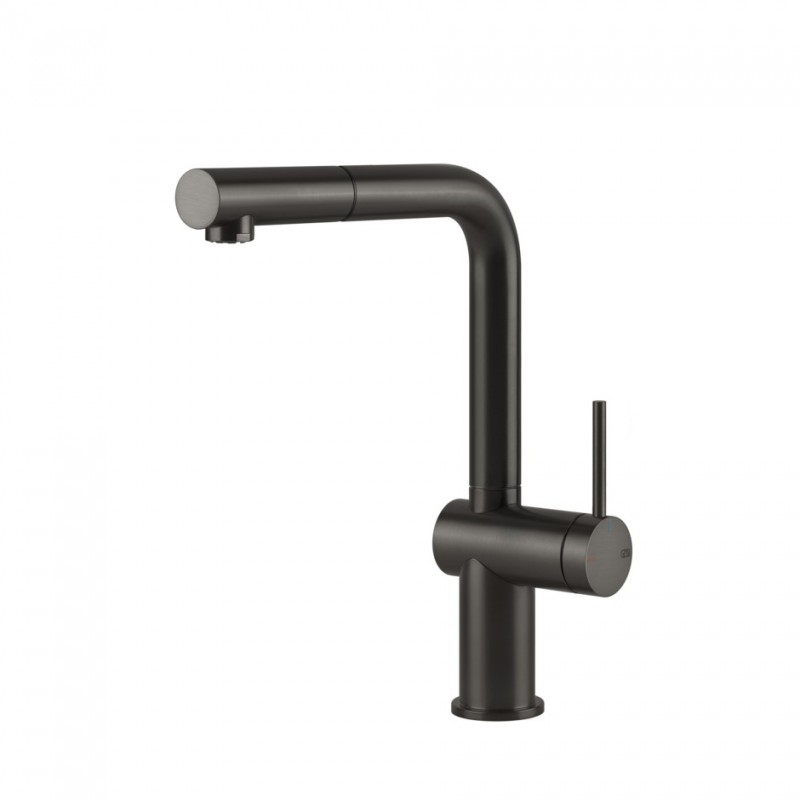 60433 707 Gessi Mezclador monomando con ducha extraíble Inedito Collection 60433 707 Metal Negro Acabado PVD Cepillado