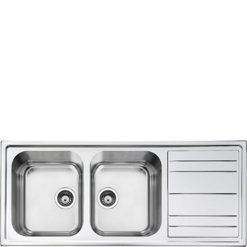  Smeg LPR116 double bowl sink with drainer, 116 cm, stainless steel finish