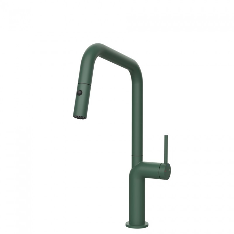 60307 276 Gessi Single lever mixer with pull out shower Stelo Collection 60307 276 Matte Agave finish