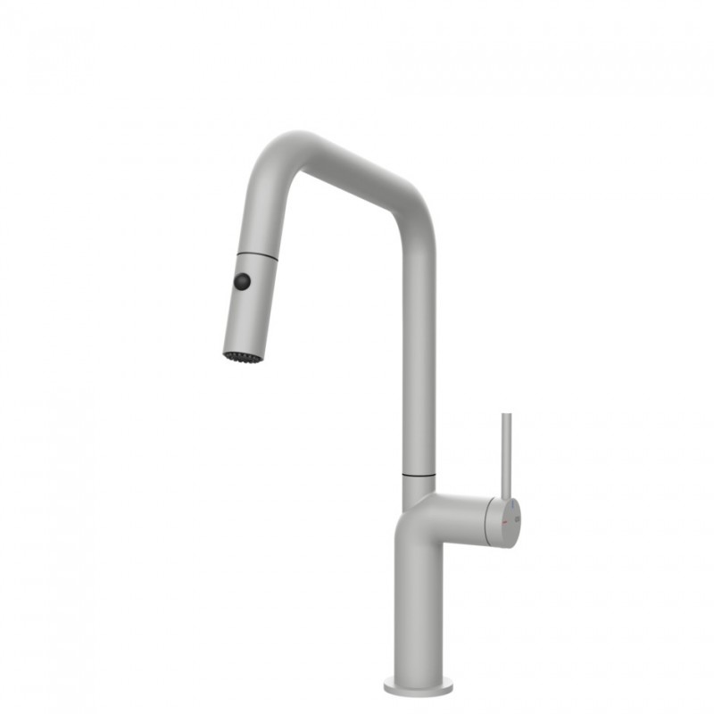 60307 279 Gessi Single lever mixer with pull out shower Stelo Collection 60307 279 Matte White finish