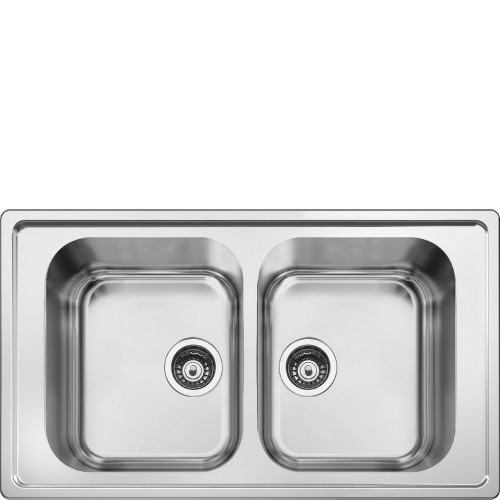 Smeg 86 cm sink LPR116 with stainless steel finish two bowls