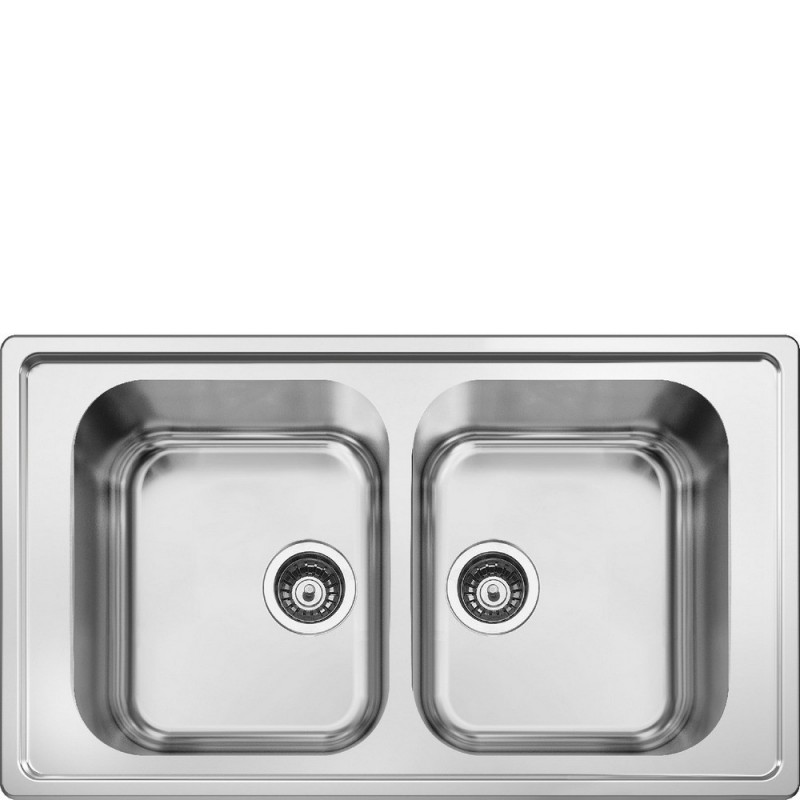  Évier double bac Smeg LPR862 en finition inox, 86 cm
