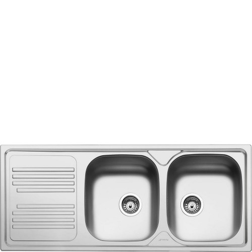Smeg Sink with two bowls with drainer on the left LYP116S stainless steel finish 116 cm