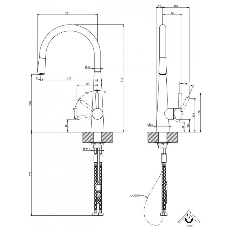 Gessi Single lever mixer Just 20577 031 chrome finish
