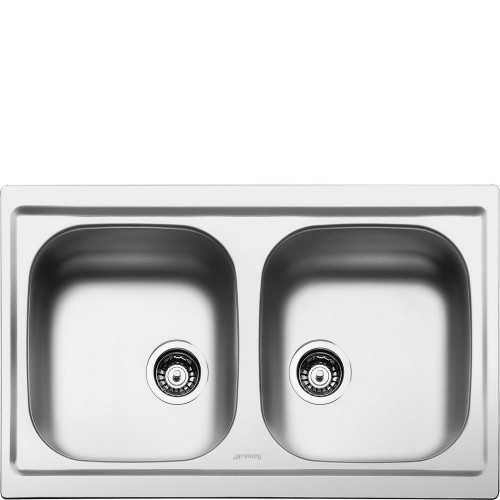 Fregadero doble Smeg LYP792 con acabado en acero inoxidable, 79 cm.
