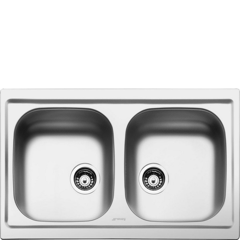  Évier double bac Smeg LYP792 en finition inox, 79 cm