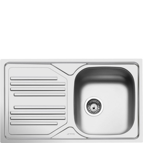 Smeg Single bowl sink with drainer on the left LYP861S stainless steel finish 86 cm