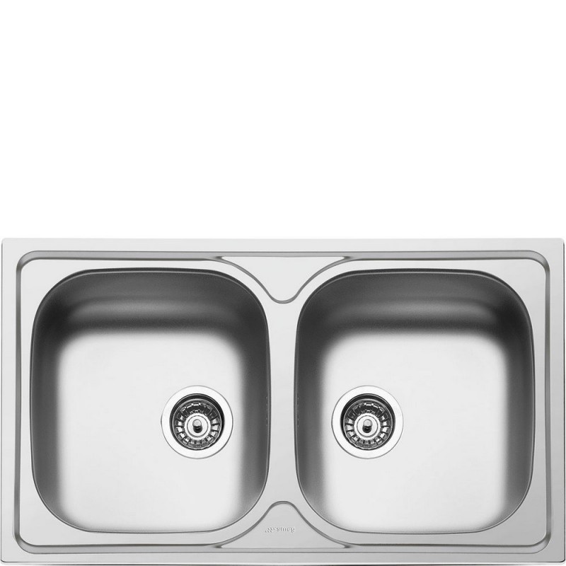 Évier double bac Smeg LYP862 en finition inox, 86 cm