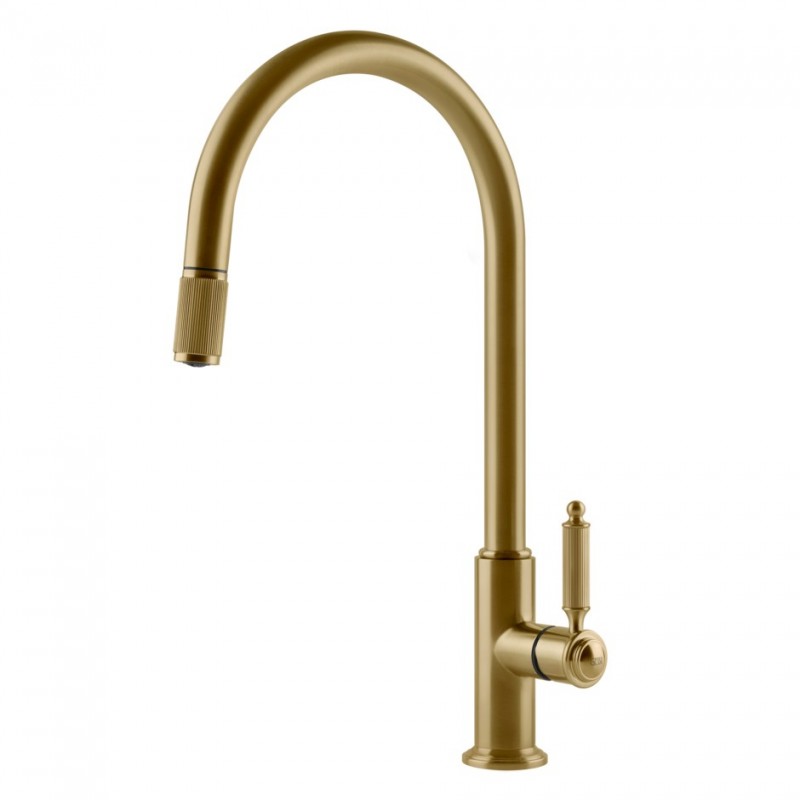 60622 716 Gessi Mitigeur monocommande avec douchette extractible Venti20 60622 716 Or Finition brossée