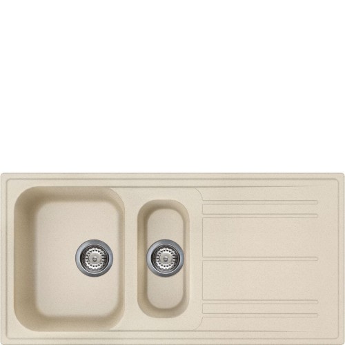 Évier Smeg LZ102AV2 à une cuve avec égouttoir et bac, 100 cm, finition avoine