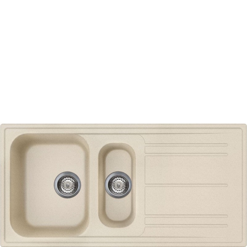  Évier Smeg LZ102AV2 à une cuve avec égouttoir et bac, 100 cm, finition avoine
