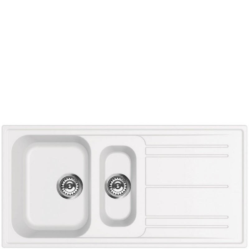  Smeg Single bowl sink with tray and drainer LZ102B white finish 100 cm