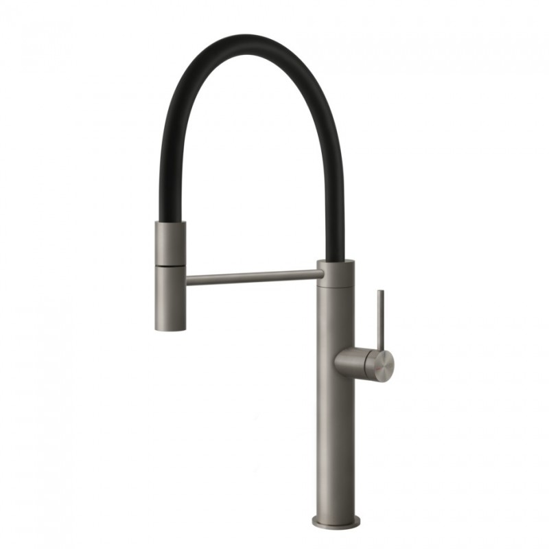 60010 239 Gessi Mezclador monomando semi pro con ducha extraíble Cocina 60010 239 Acero Acabado cepillado