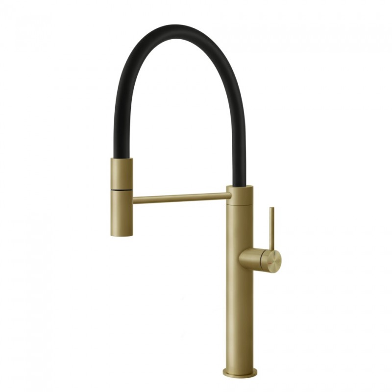 60010 727 Gessi Semi pro single-lever mixer with pull-out shower Kitchen 60010 727 Brushed Brass finish