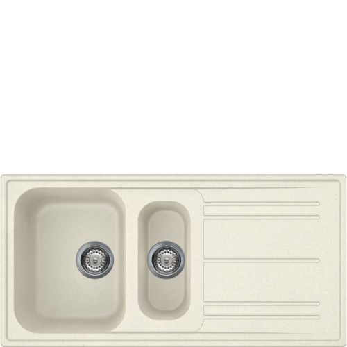 Évier Smeg LZ102P à une cuve avec égouttoir et bac, 100 cm, finition crème