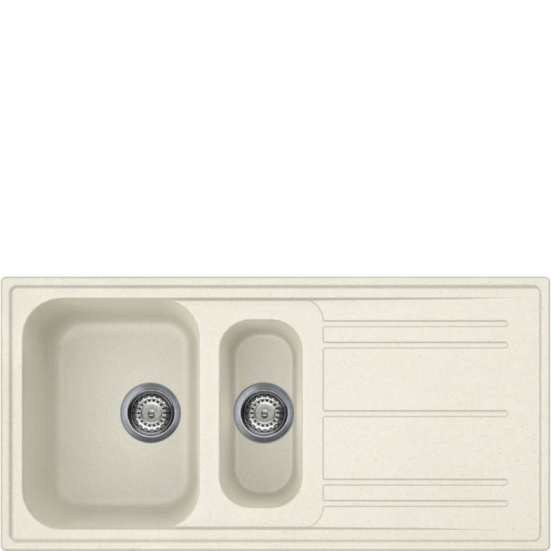  Évier Smeg LZ102P à une cuve avec égouttoir et bac, 100 cm, finition crème