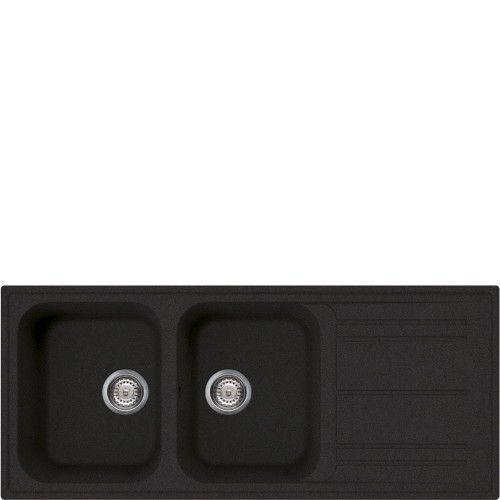 Évier double bac Smeg LZ116A2 de 116 cm avec égouttoir, finition anthracite