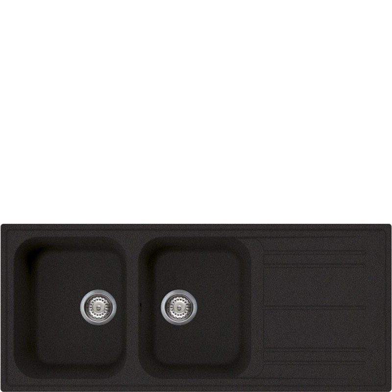  Évier double bac Smeg LZ116A2 de 116 cm avec égouttoir, finition anthracite