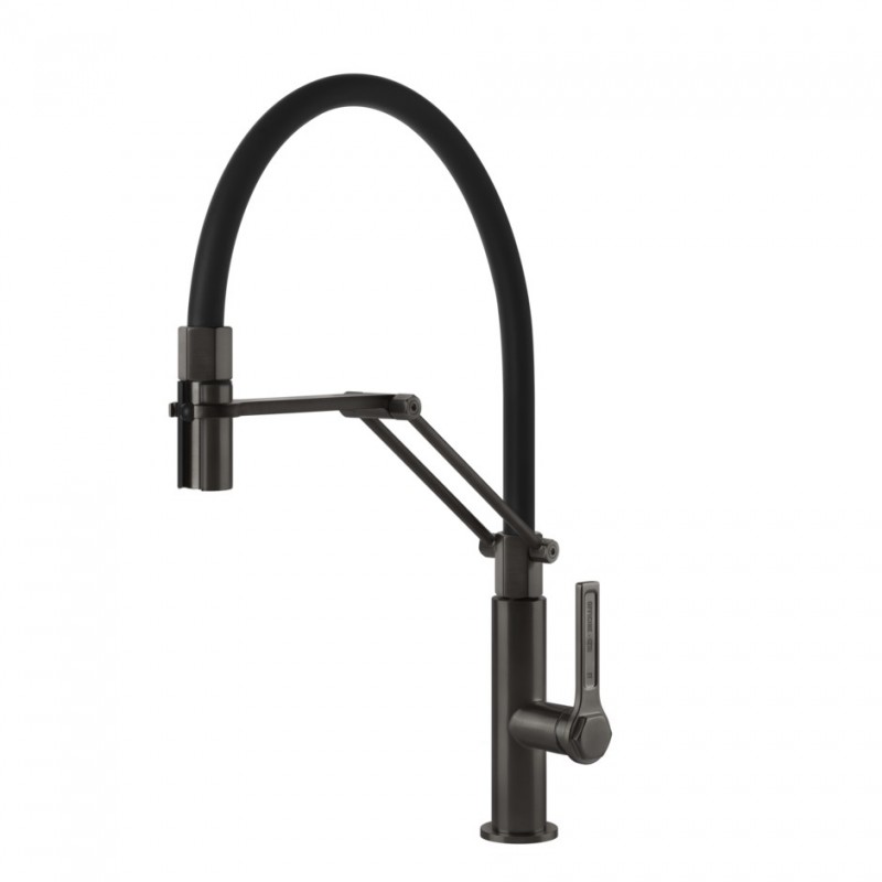 60055 707 Gessi Semi pro single-lever mixer with pull-out shower Officine - Gessi 60055 707 Black Metal Brushed finish