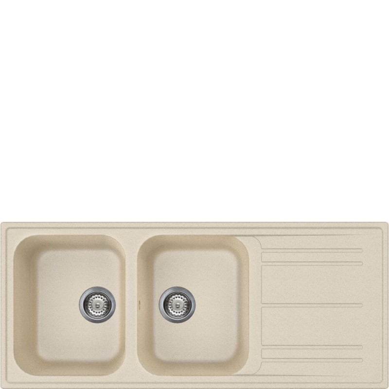  PRONTA CONSEGNA - Smeg Lavello due vasche con gocciolatoio LZ116AV2 finitura avena da 116 cm