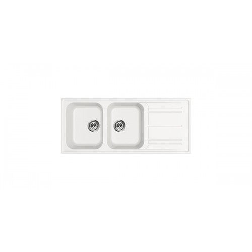 Évier double bac Smeg LZ116B 116 cm avec égouttoir, finition blanche