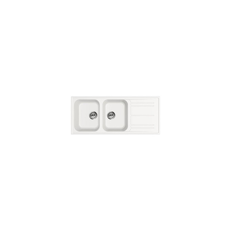 Smeg LZ116B 116cm double bowl sink with drainer, white finish