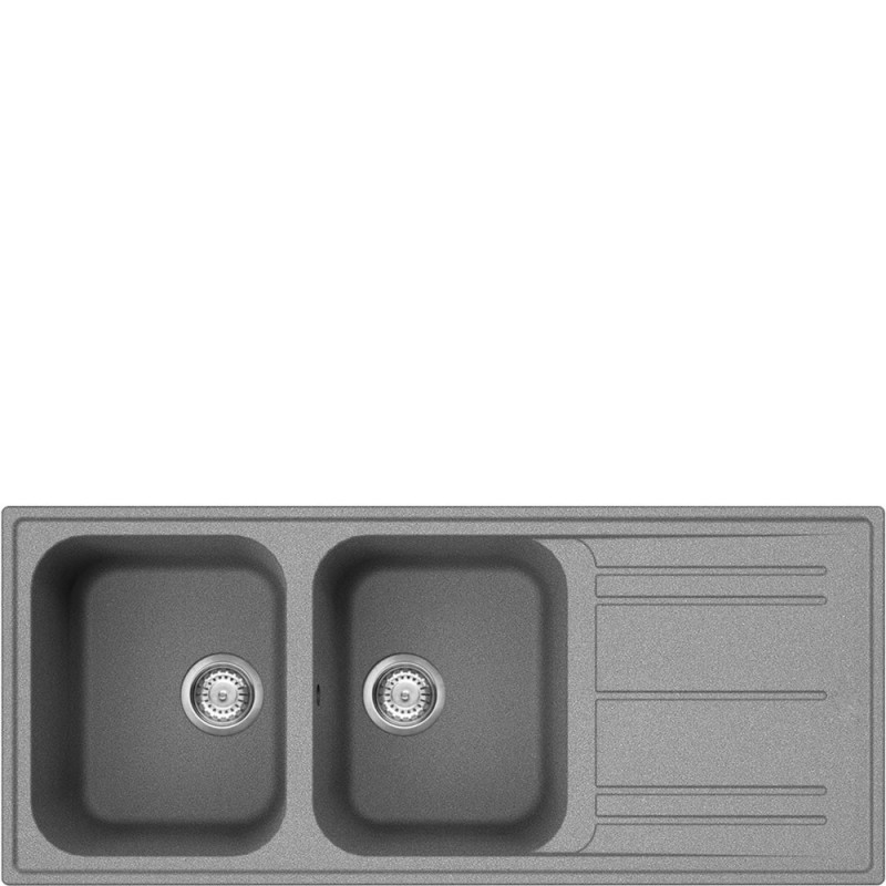  Fregadero Smeg LZ116CT de 116 cm con doble cubeta y escurridor, acabado hormigón