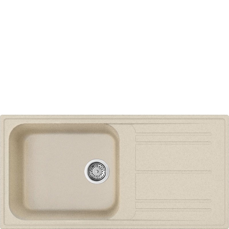  Fregadero Smeg LZ150AV2 de un seno de 100 cm con escurridor en acabado avena